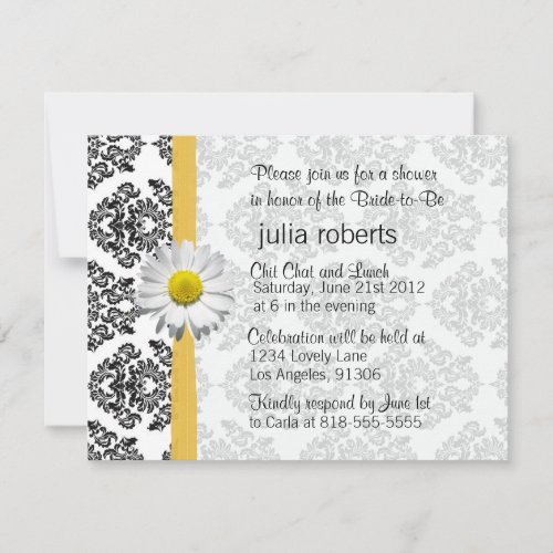 Daisy and Damask Bridal Shower Invitation