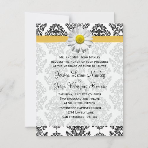 Daisy and Damask Wedding Invitation