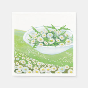 Daisy and Dandelion Spring Salad  Illustration  Napkins
