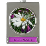 Daisy and Fireweed Silver Plated Banner Ornament