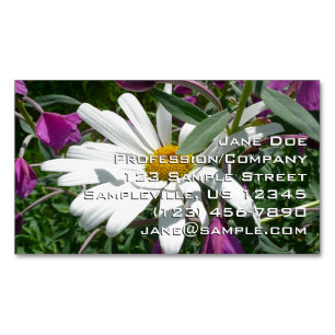 Daisy and Fireweed Wildflower Business Card Magnet