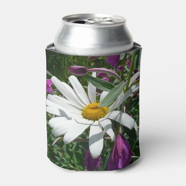 Daisy and Fireweed Wildflower Can Cooler (Can Front)