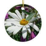 Daisy and Fireweed Wildflower Ceramic Ornament