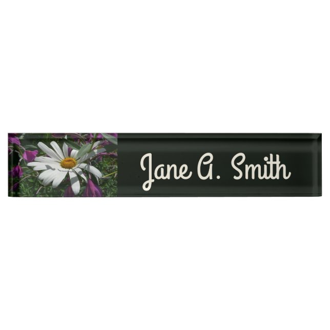 Daisy and Fireweed Wildflower Desk Name Plate (Front)