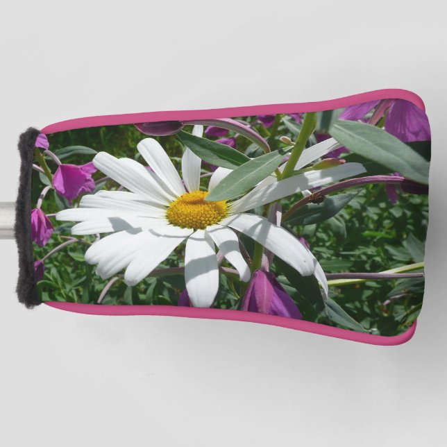 Daisy and Fireweed Wildflower Golf Head Cover (Front)