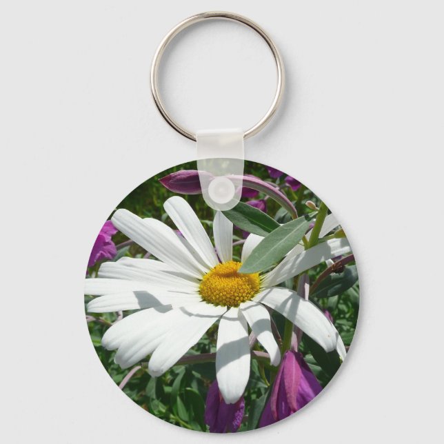 Daisy and Fireweed Wildflower Keychain (Front)