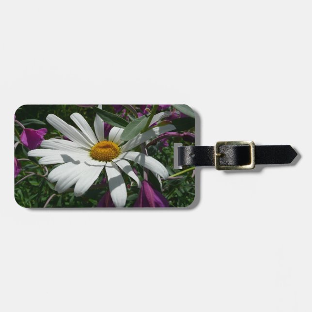 Daisy and Fireweed Wildflower Luggage Tag (Front Horizontal)
