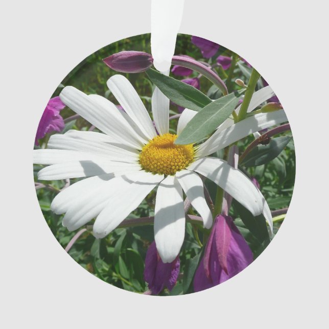 Daisy and Fireweed Wildflower Ornament (Front)