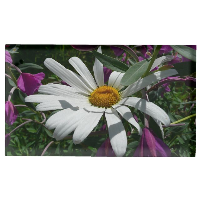 Daisy and Fireweed Wildflower Place Card Holder (Front)