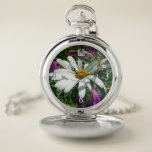 Daisy and Fireweed Wildflower Pocket Watch