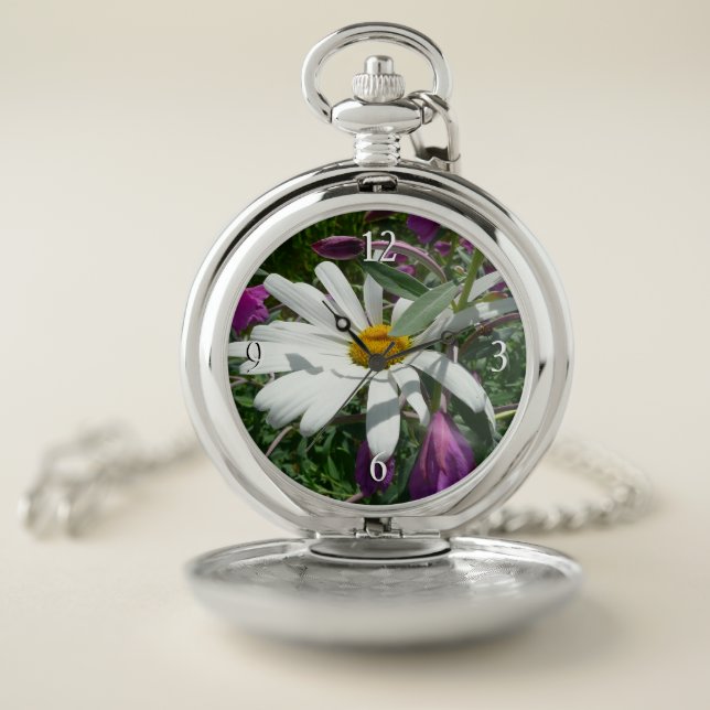 Daisy and Fireweed Wildflower Pocket Watch (Inside)