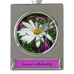 Daisy and Fireweed Wildflower Silver Plated Banner Ornament