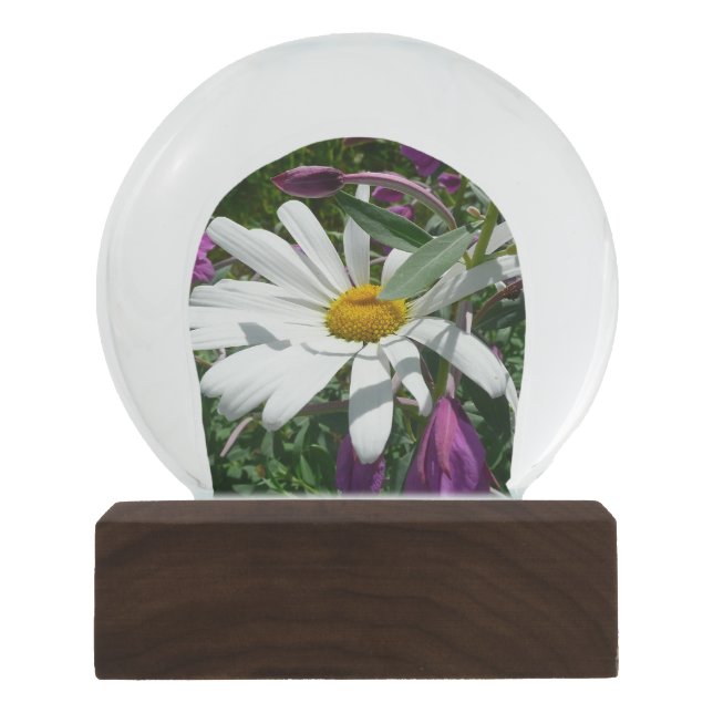 Daisy and Fireweed Wildflower Snow Globe (Front)