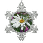 Daisy and Fireweed Wildflower Snowflake Pewter Christmas Ornament