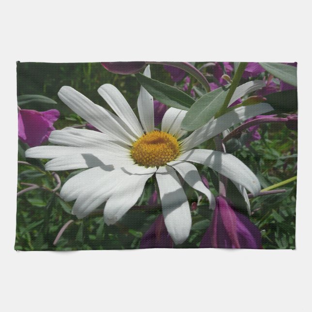 Daisy and Fireweed Wildflower Towel (Horizontal)