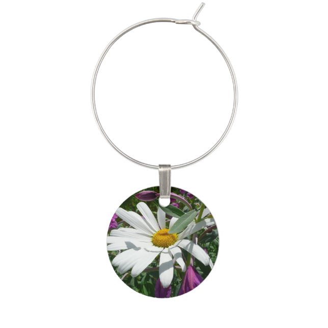 Daisy and Fireweed Wildflower Wine Charm (Front)