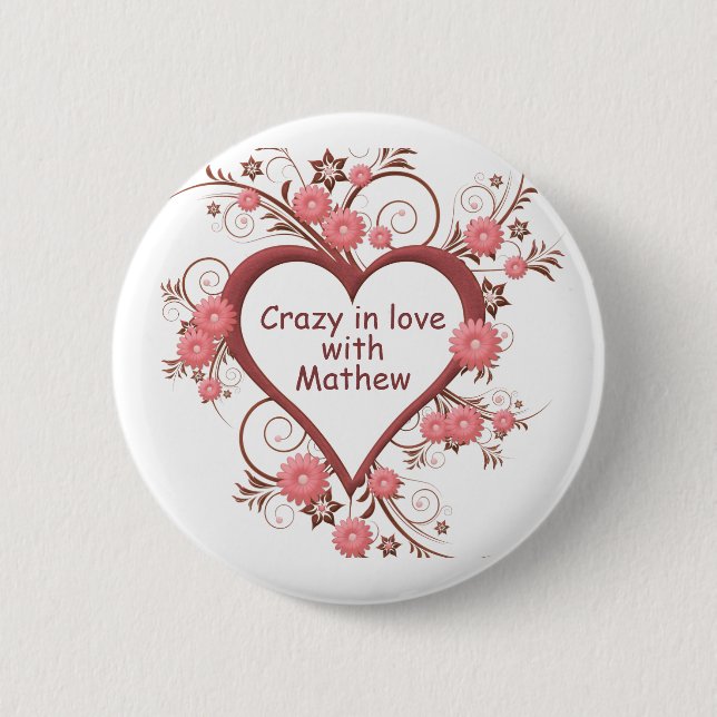 Daisy and Heart, Crazy in Love Button (Front)