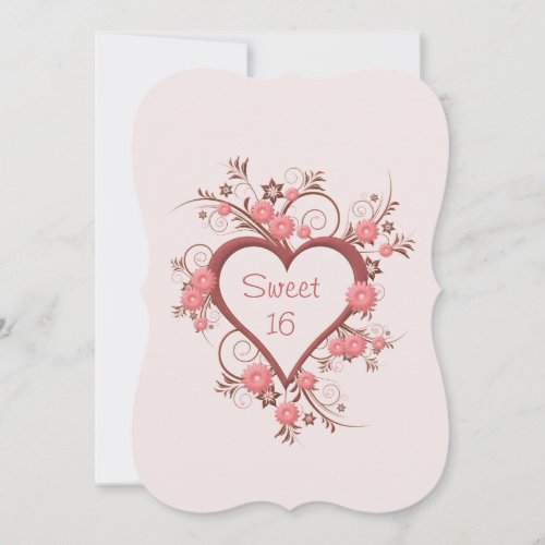 Daisy and Heart Sweet Sixteen  Invitation