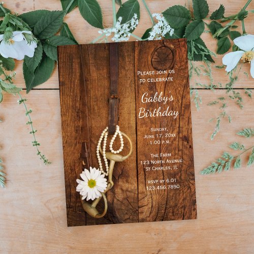 Daisy and Horse Bit Country Birthday Party Invite