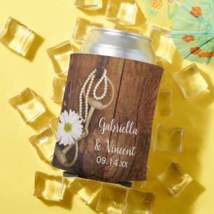 Daisy and Horse Bit Country Western Wedding Favor Can Cooler