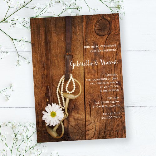 Daisy and Horse Bit Western Engagement Barn Party Invitation