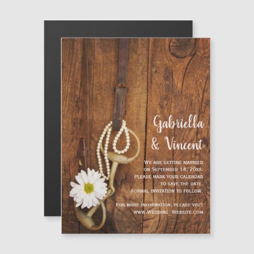 Daisy and Horse Bit Western Wedding Save the Date Magnetic Invitation