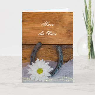 Daisy and Horseshoe Western Wedding Save the Date Announcement