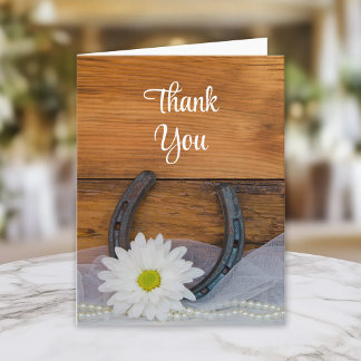 Daisy and Horseshoe Western Wedding Thank You