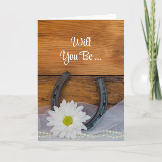 Daisy and Horseshoe Will You Be My Bridesmaid Invitation