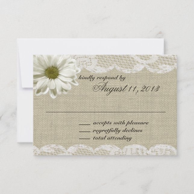 Daisy and Lace Country Burlap Wedding Response (Front)