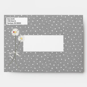 Daisy and Lady Bug Gray and White Polka Dots Envelope