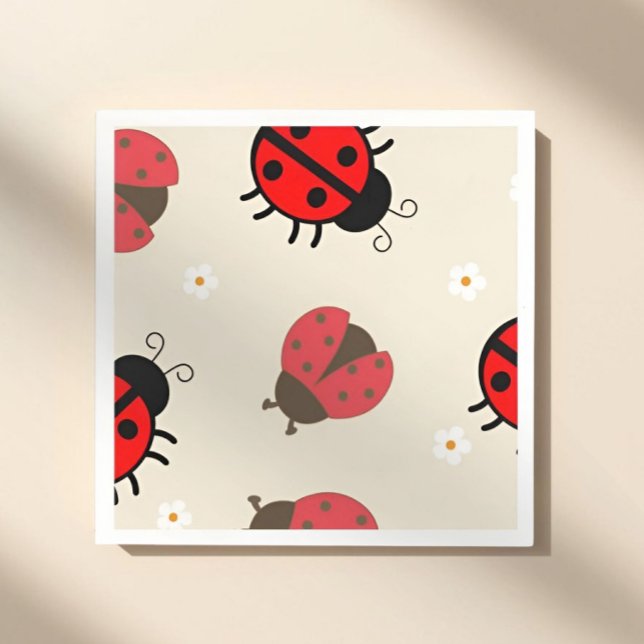 Daisy and Ladybug Birthday Party  Napkins (ladybug party napkins, ladybug birthday napkins, little ladybug party, ladybug party supplies, bug t)