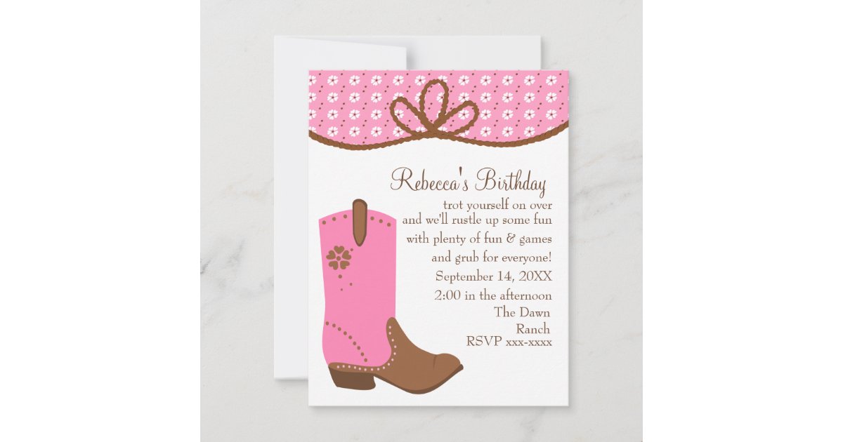 Daisy and Lasso Cowgirl Boot Invitation Zazzle