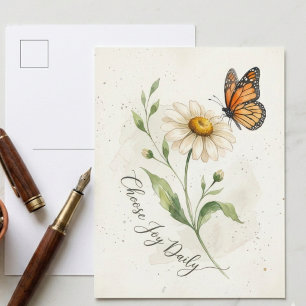 Daisy and Monarch Butterfly Choose Joy Postcard