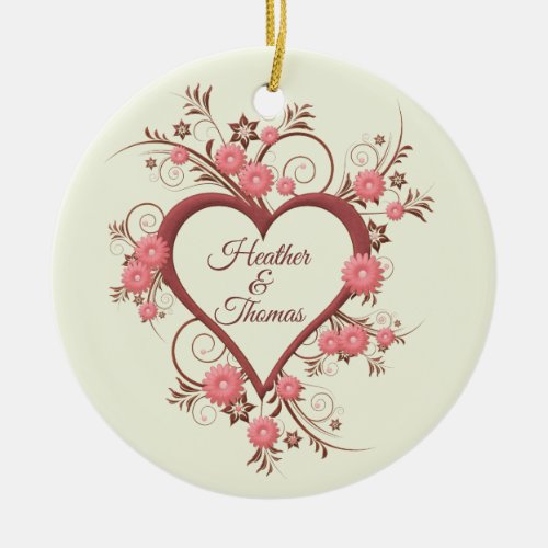 Daisy and Open Heart Wedding Keepsake or Favor Ceramic Ornament