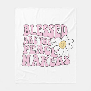 Daisy and Peace Makers Slogan Fleece Blanket