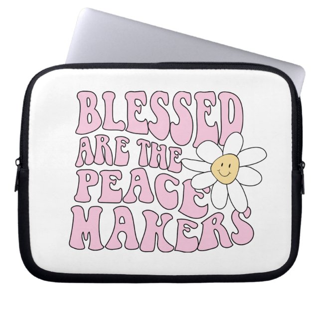 Daisy and Peace Makers Slogan Laptop Sleeve (Front)