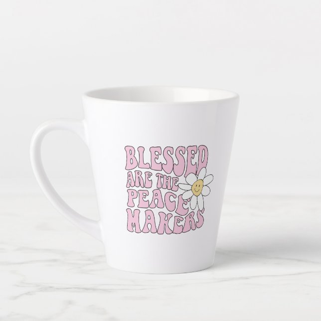 Daisy and Peace Makers Slogan Latte Mug (Left)