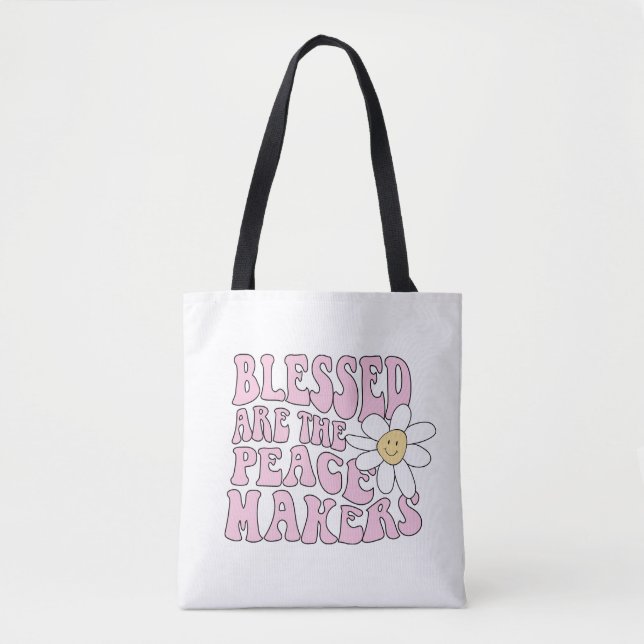 Daisy and Peace Makers Slogan Tote Bag (Front)