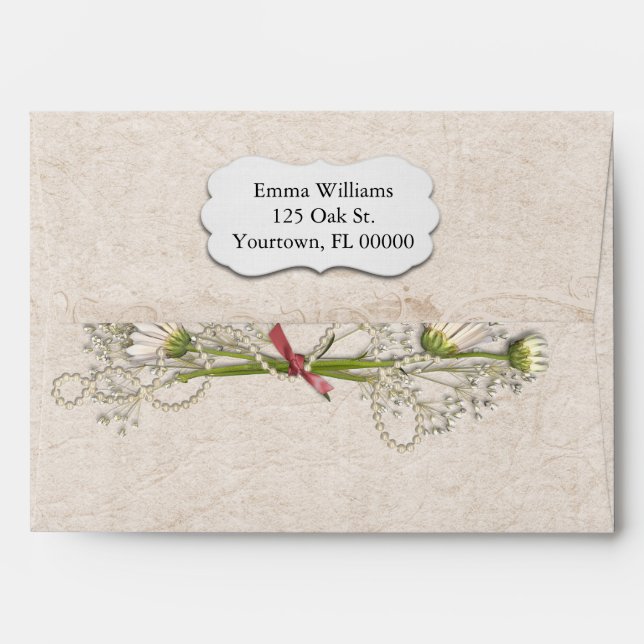 daisy and pearl bouquet envelope (Back (Top Flap))
