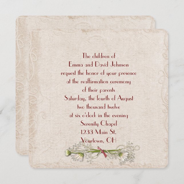 Daisy and Pearl Vow Renewal Invitation (Front/Back)