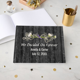 Daisy And Pearls On Black Wood   Guest Book