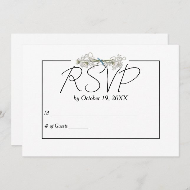 Daisy and Pearls RSVP Wedding  Invitation (Front/Back)