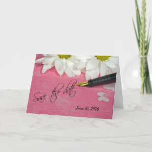 daisy and pen save the date announcement