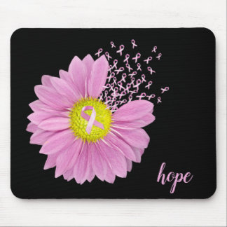 daisy and pink ribbon breast cancer symbol mouse pad