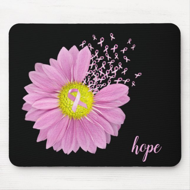 daisy and pink ribbon breast cancer symbol mouse pad (Front)