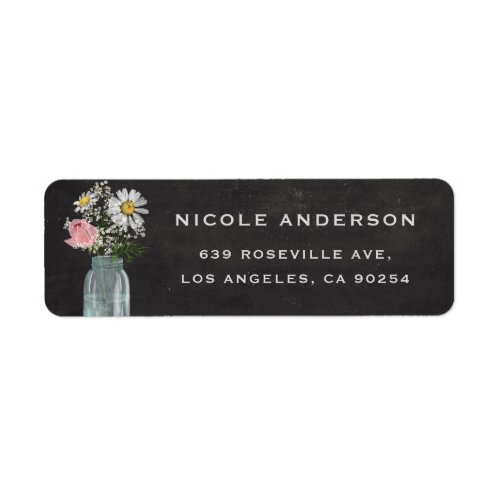 Daisy and Rose in Mason Jar Chalkboard Label