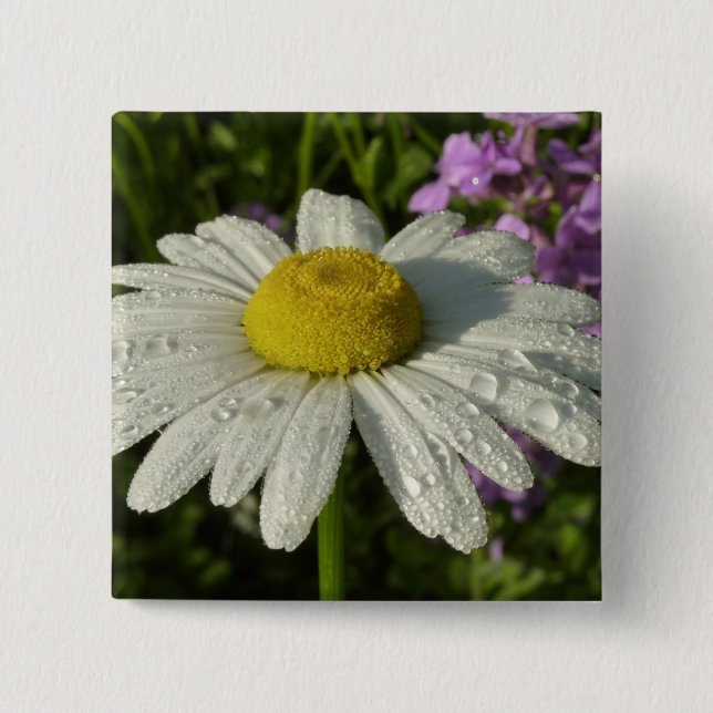 Daisy and Summer Lilac Botanical Button (Front)