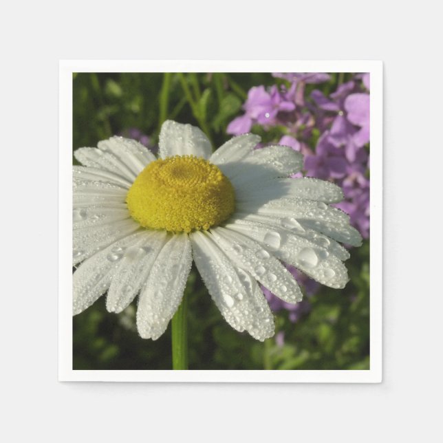 Daisy and Summer Lilac Botanical Napkins (Front)