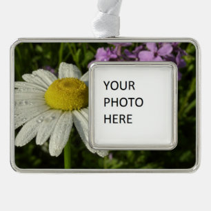 Daisy and Summer Lilac Botanical Silver Plated Framed Ornament